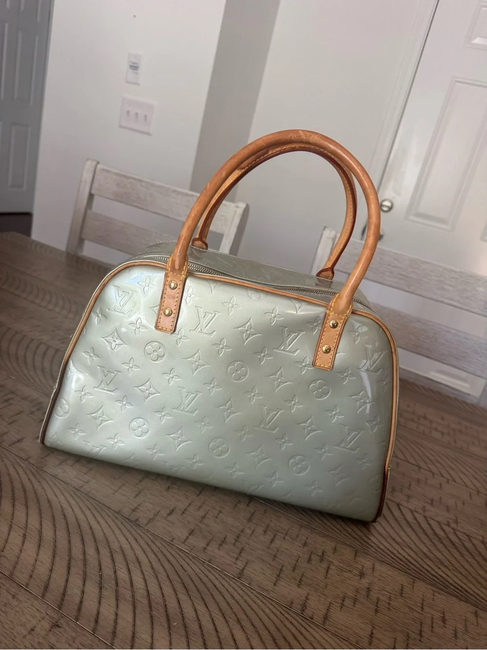 Louis Vuitton Mint Green Vernis Alma Satchel with Vachetta Handles - Picture 1 of 5